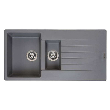 Reginox Granite 1.5 Bowl Kitchen Sink - Grey Silver - HARLEM 15 GS