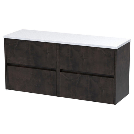 Hudson Reed Havana Wall Hung 4 - Drawer Vanity Unit with Sparkling White Worktop 1200mm Wide - Metallic Slate - HAV2604LSW2 - TAP 'N' SHOWER