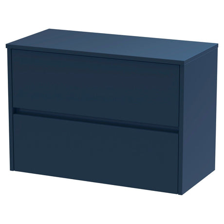 Hudson Reed Havana Wall Hung 2 - Drawer Vanity Unit with Worktop 800mm Wide - Midnight Blue - HAV2906W - TAP 'N' SHOWER