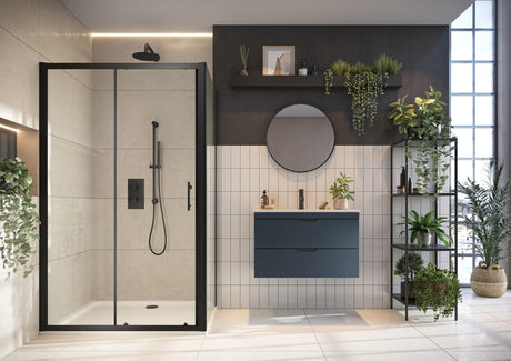 Scudo Black 1200mm Sliding Shower Door 6mm Glass - S6-BLKGLASS015