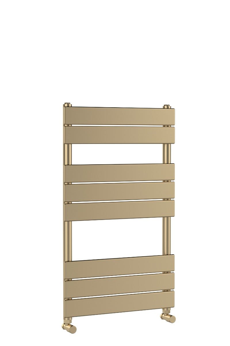 Nuie Piazza Square Towel Radiator with Flat Panels 840mm x 500mm - Brushed Brass - HL882 - TAP 'N' SHOWER