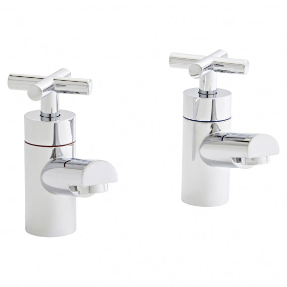 Kartell Times Pair Bath Pillar Taps -  Polished Chrome - TAP085TI