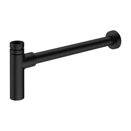 Britton Hoxton matt black brass bottle trap with threaded ends for basin installation