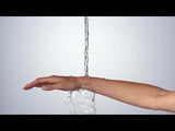 Hand under running water demonstrating water flow for Hansgrohe Rainfinity Hand shower in matt black finish