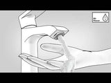 Hansgrohe Logis single lever basin mixer in chrome with water flowing over a hand and AirPower technology icon