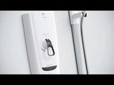 Mira Advance 8.7KW Electric Shower in white and chrome with thermostatic control and four-spray adjustable showerhead
