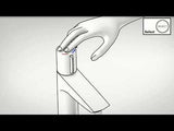 Hansgrohe Talis Select S chrome basin mixer with touch-select technology and pop-up waste for modern bathrooms