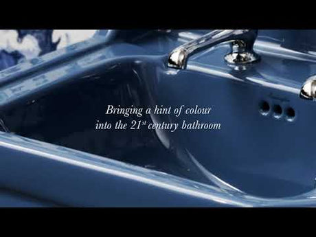 Burlington Bespoke Oriental Blossom 3 Tapholes Edwardian Pedestal Basin 560 x 470mm - Blue - B43THBLUE