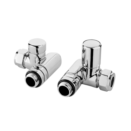 Nuie Radiator Valves Chrome Contemporary Corner Duel Fuel Valve Pack (