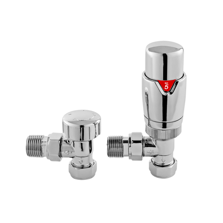 Hudson Reed Luxury Modern Angled Thermostatic Radiator Valves Pair - C