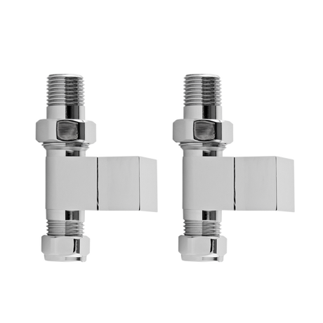Nuie Radiator Valves Chrome Contemporary Straight Valve Pack (Pairs) -