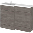 Hudson Reed Fusion 600mm WC Unit and 1200mm LH Combination Unit in brown grey Avola with soft-close doors and integrated sink