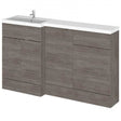 Hudson Reed Fusion LH 3-doors combination bathroom unit with 500mm WC and 1500mm vanity in brown grey Avola finish