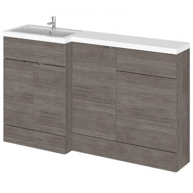 Hudson Reed Fusion LH 3-doors combination bathroom unit with 500mm WC and 1500mm vanity in brown grey Avola finish