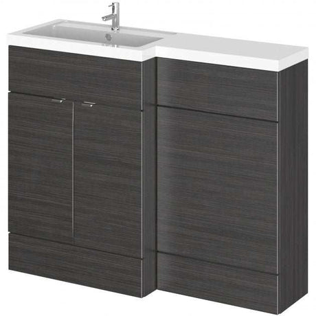 Hudson Reed Fusion bathroom combination unit with L shape basin and two doors in Hacienda Black finish