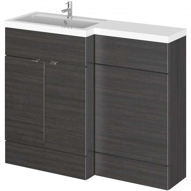 Hudson Reed Fusion bathroom combination unit with L shape basin and two doors in Hacienda Black finish
