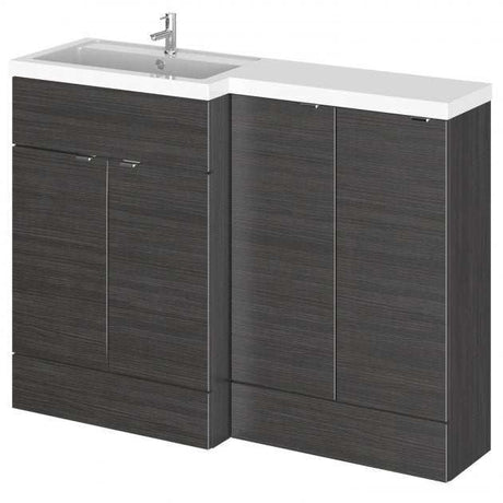 Hudson Reed Fusion Modern 1200mm wide black base unit with left-hand soft close doors and integrated sink