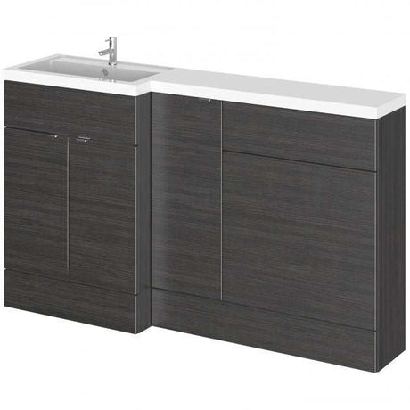 Hudson Reed Fusion Modern 600mm Hacienda Black WC Unit LH Combination with integrated sink and storage cabinet.