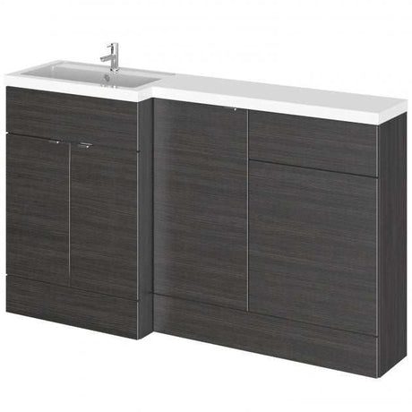 Hudson Reed Fusion Modern 500mm LH WC combination unit in Hacienda Black with soft close doors and integrated basin