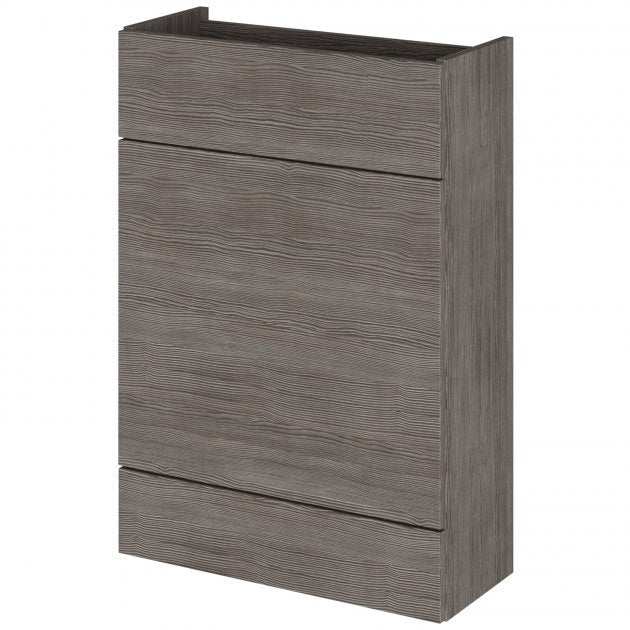 Hudson Reed Fusion modern 600mm wide WC unit in Brown Grey Avola finish with soft-close doors and integrated handles