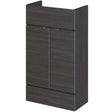 Hudson Reed Fusion modern compact bathroom vanity unit in Hacienda Black with soft-close doors and moisture-resistant finish