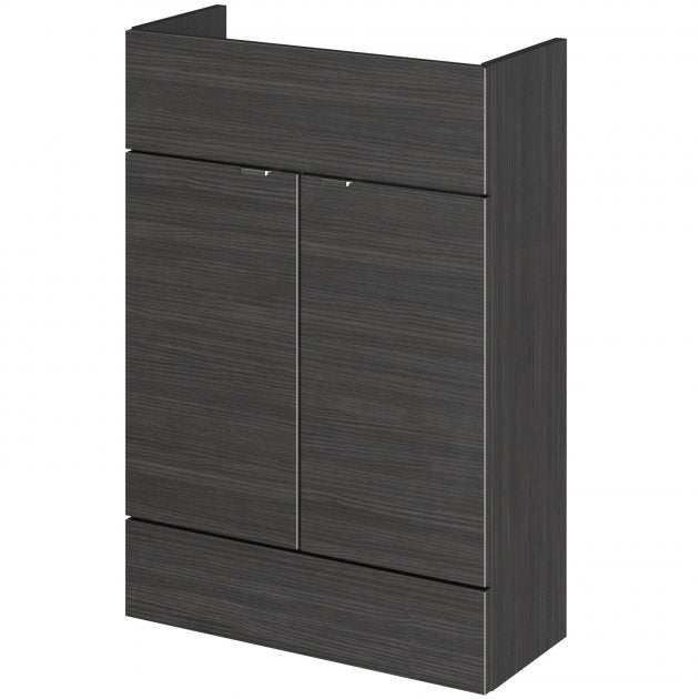 Hudson Reed Fusion modern compact bathroom vanity unit in Hacienda Black with 600mm width and sleek storage design