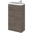 Hudson Reed Fusion compact 500mm wide bathroom vanity unit with brown grey Avola finish and integrated poly marble basin
