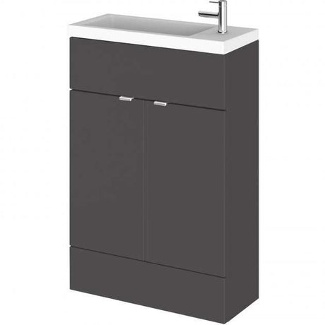 Hudson Reed Fusion Modern Compact Vanity Unit withRectangular  Basin 600mm Wide - Gloss Grey - CBI906