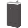 Hudson Reed Fusion Compact 500mm wide gloss grey vanity unit with rectangular white basin and storage cabinet
