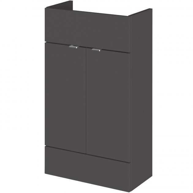 Hudson Reed Fusion modern compact 500mm wide gloss grey bathroom vanity unit with storage