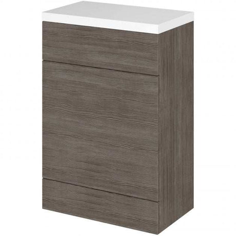 Hudson Reed Fusion floor standing WC unit in Brown Grey Avola with durable polymarble worktop and integrated storage cabinet.
