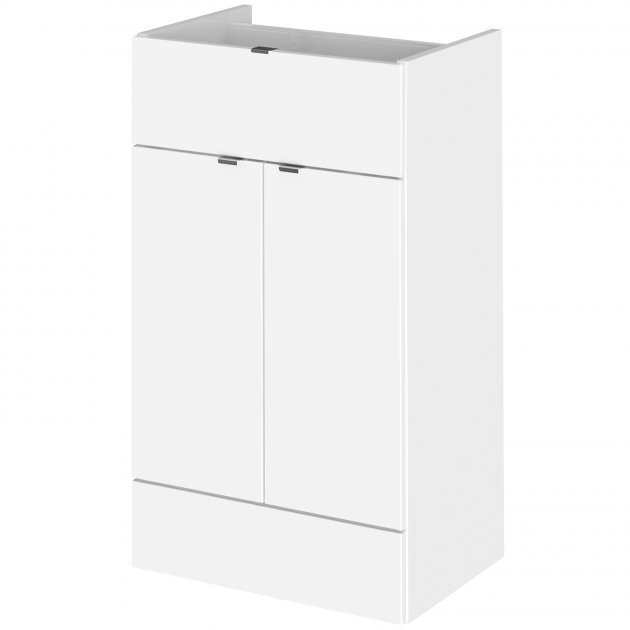 Hudson Reed Fusion modern 500mm wide gloss white bathroom base unit with soft close doors