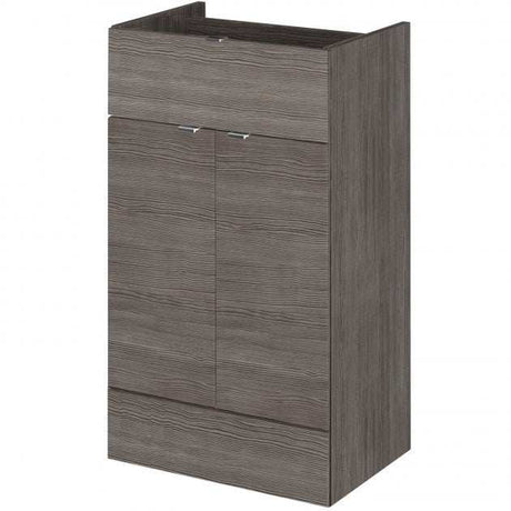 Hudson Reed Fusion modern 500mm wide bathroom base unit in brown grey Avola finish with double doors and sleek handles
