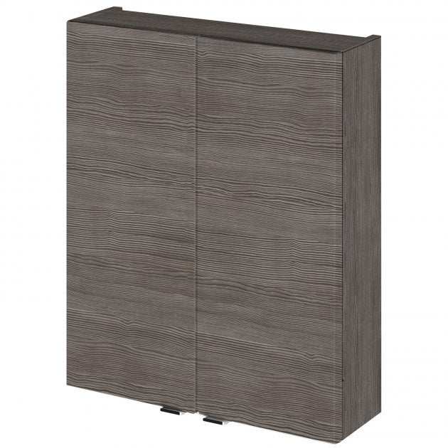 Hudson Reed Fusion modern wall unit in brown grey Avola finish, 500mm wide bathroom storage cabinet