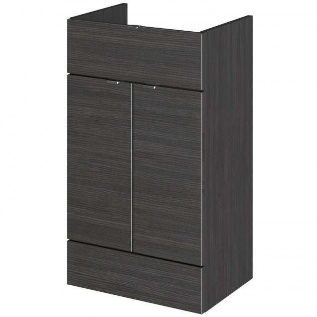 Hudson Reed Fusion modern 500mm wide bathroom base unit in Hacienda Black with sleek design and practical storage
