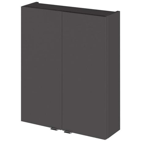 Hudson Reed Fusion modern 500mm wide wall-mounted bathroom storage unit in gloss grey finish