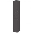 Hudson Reed Fusion tall bathroom tower unit in gloss grey with soft-close door and compact 300mm width storage design