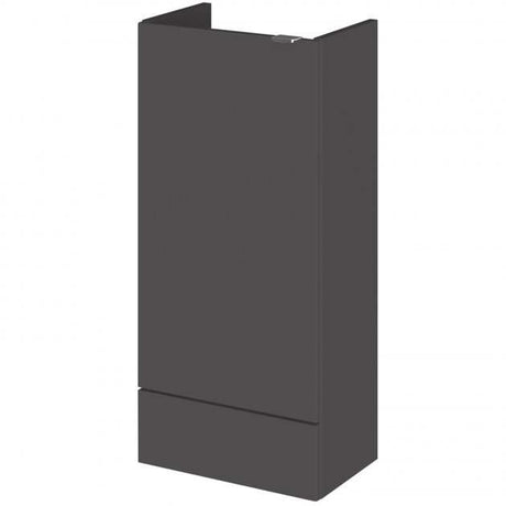 Hudson Reed Fusion modern compact bathroom base unit in gloss grey, 400mm wide with soft-close door