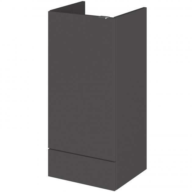 Hudson Reed Fusion 400mm wide gloss grey modern bathroom base unit with soft-close hinges and easy installation