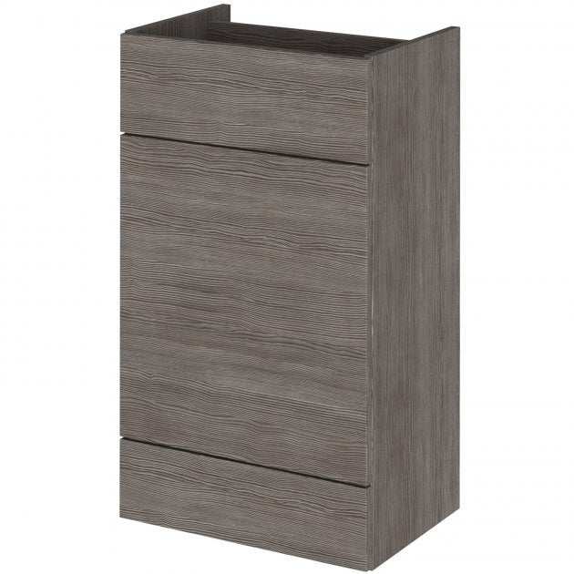 Hudson Reed Fusion modern 500mm wide WC unit in brown grey Avola finish with sleek wood texture and storage drawer