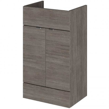 Hudson Reed Fusion modern 500mm wide bathroom vanity unit in brown grey Avola finish with double doors and sleek design
