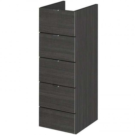 Hudson Reed Fusion modern 300mm wide black bathroom drawer unit with soft close drawers and handleless design