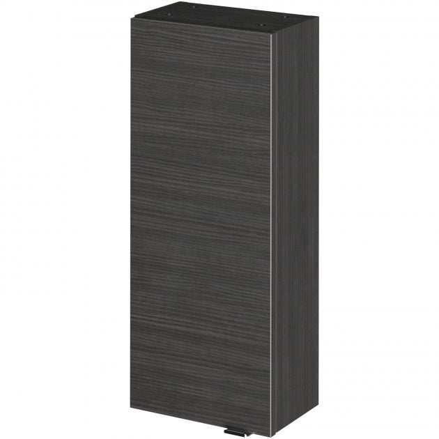 Hudson Reed Fusion modern 300mm wide wall unit in Hacienda Black with glossy finish and soft-closing door