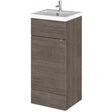 Hudson Reed Fusion compact 400mm wide floor standing bathroom vanity unit with basin in brown grey Avola finish