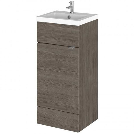 Hudson Reed Fusion compact 400mm wide floor standing bathroom vanity unit with basin in brown grey Avola finish