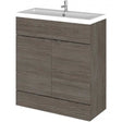 Hudson Reed Fusion 800mm wide floor standing bathroom vanity unit with double doors and integrated basin in brown grey Avola finish