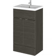 Hudson Reed Fusion modern floor standing vanity unit in Hacienda Black with rectangular basin and storage, 500mm wide