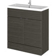 Hudson Reed Fusion modern floor standing vanity unit with integrated basin in Hacienda Black, 800mm wide bathroom storage cabinet