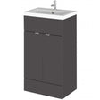 Hudson Reed Fusion gloss grey floor standing vanity unit with integrated rectangular basin and 500mm width