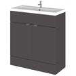 Hudson Reed Fusion gloss grey floor standing vanity unit with rectangular 800mm basin and storage cabinet